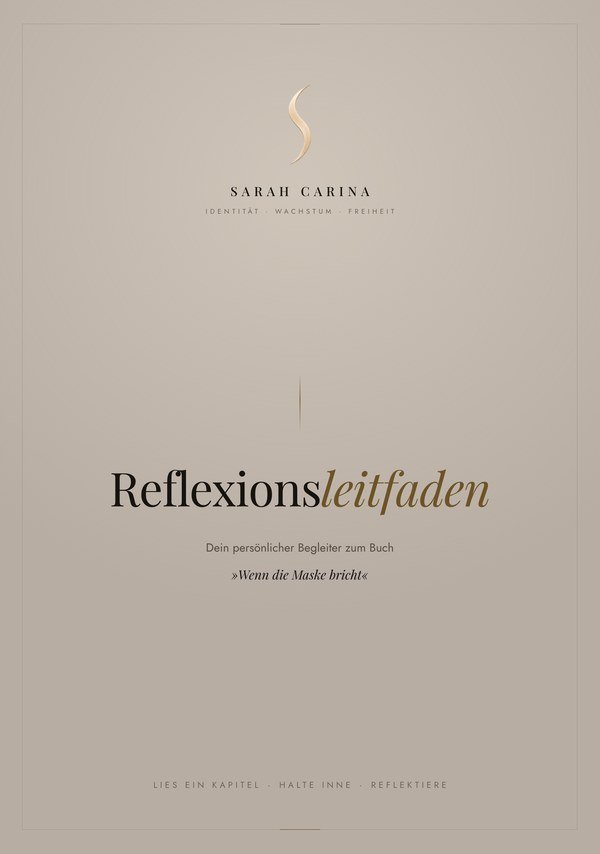 Titelseite des Reflexionsleitfadens mit dem Signet und dem Hinweis auf das Buch »Wenn die Maske bricht«.